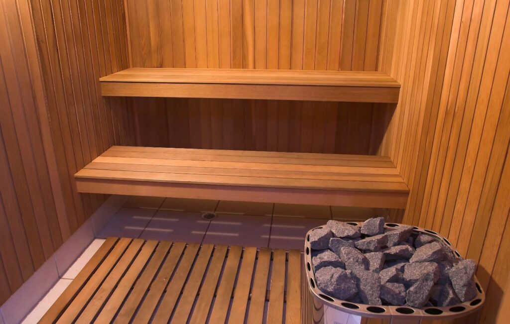 Basement spa design Edmonton custom sauna and relaxation space